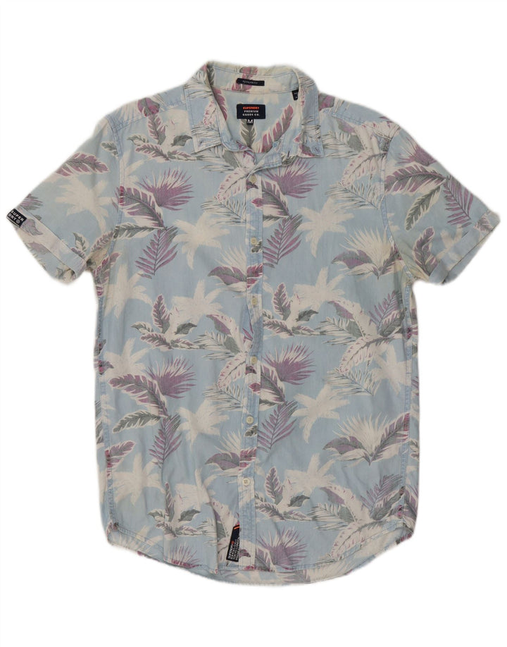 Camisa masculina Superdry manga curta regular fit médio azul floral algodão