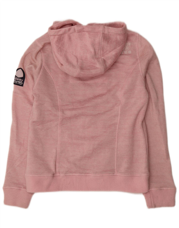Suéter feminino Superdry com capuz e zíper Reino Unido 16 grande poliéster rosa