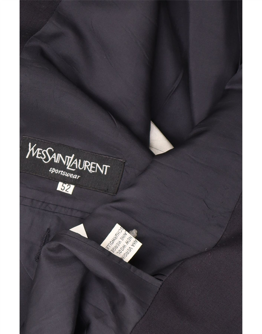 Jaqueta blazer masculina Yves Saint Laurent com 2 botões IT 52 XL azul marinho nova lã