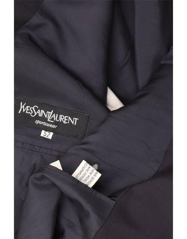 Jaqueta blazer masculina Yves Saint Laurent com 2 botões IT 52 XL azul marinho nova lã