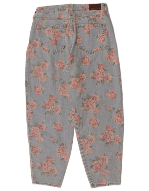 Hollister feminino balão cintura alta jeans US 1 XS W25 L26 azul floral