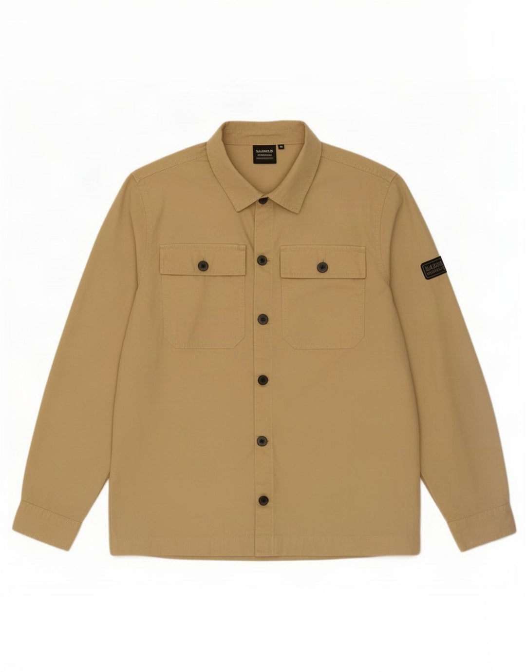 Camisa masculina Barbour algodão bege médio