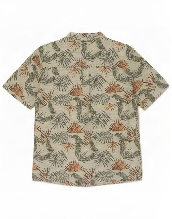 Camisa masculina havaiana de manga curta Fat Face XL algodão floral verde