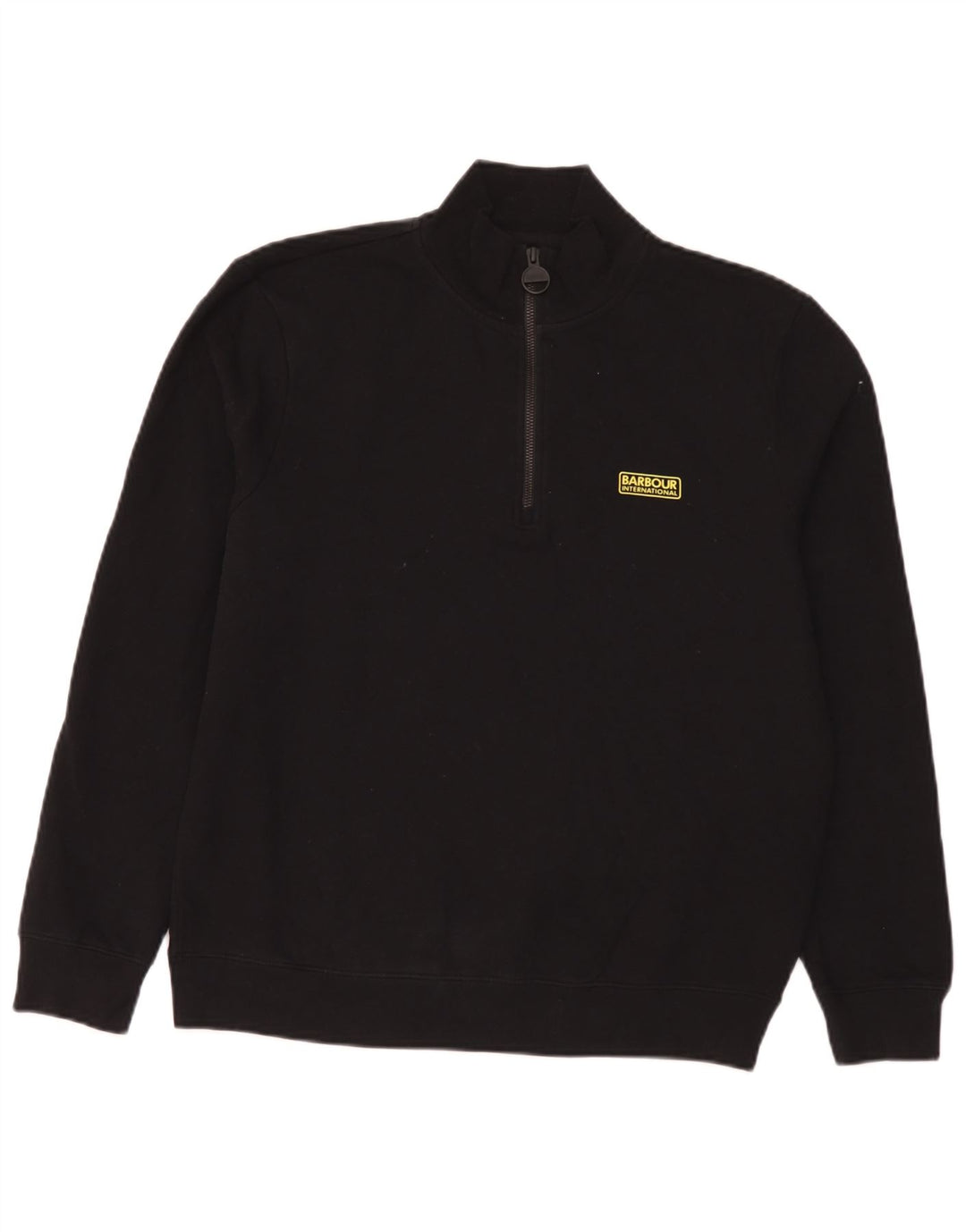 Suéter masculino Barbour com zíper e gola XL de algodão preto