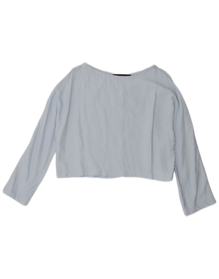 Blusa feminina Zara Top UK 14 grande viscose azul