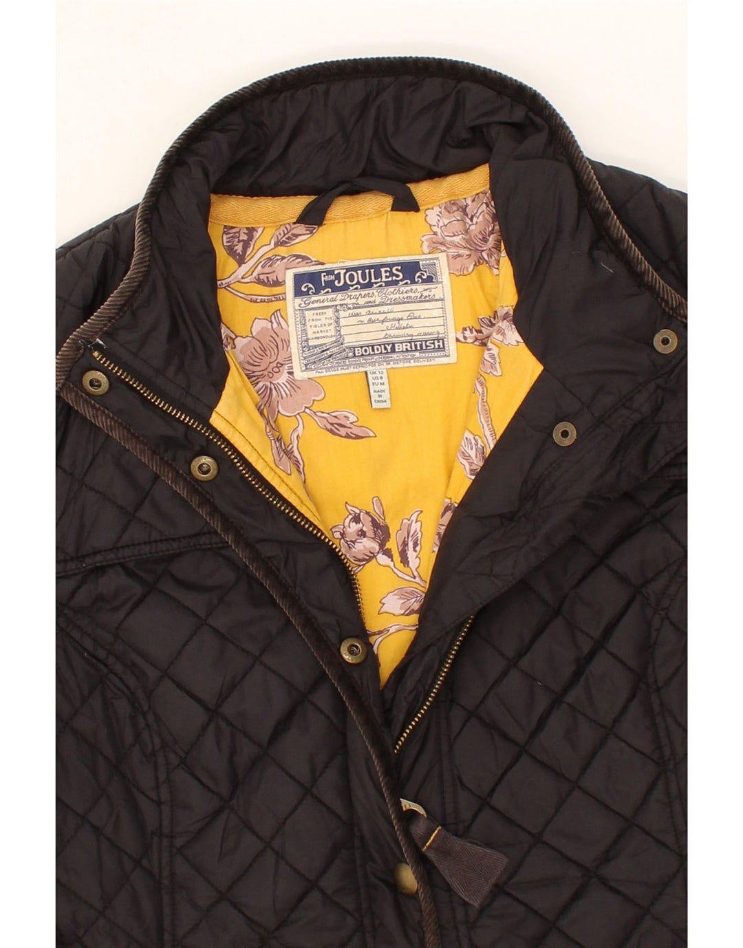 Casaco acolchoado feminino JOULES UK 12 médio preto poliamida