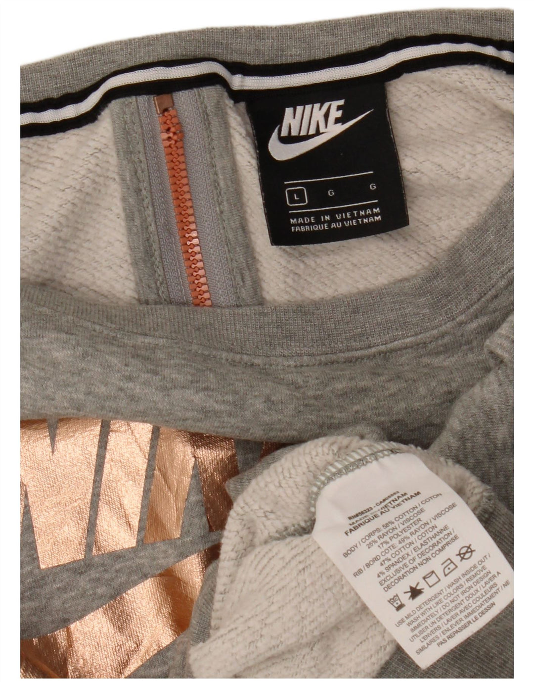 Moletom feminino Nike Crop Graphic Oversized Jumper UK 16 Grande Cinza