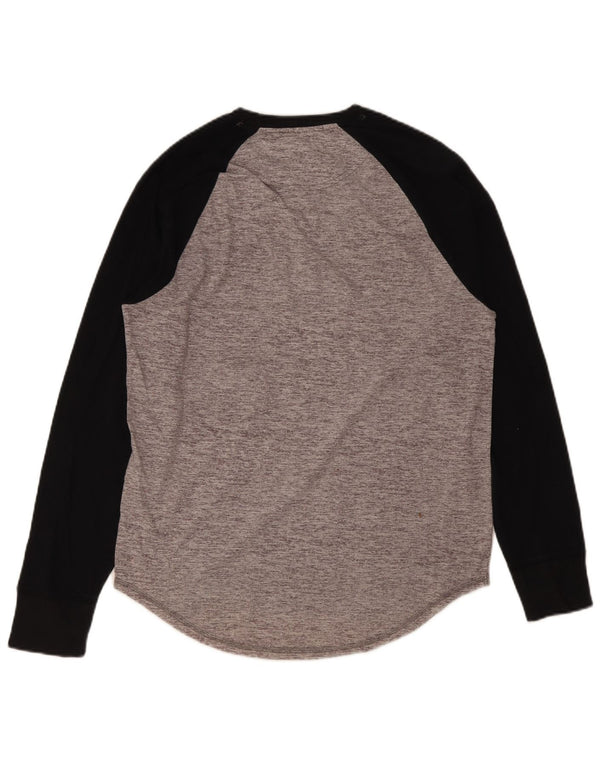 Top gráfico masculino Hollister manga comprida algodão colorblock cinza médio