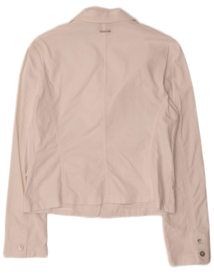 Trussardi Jeans Jaqueta blazer feminina com 3 botões IT 44 algodão branco médio