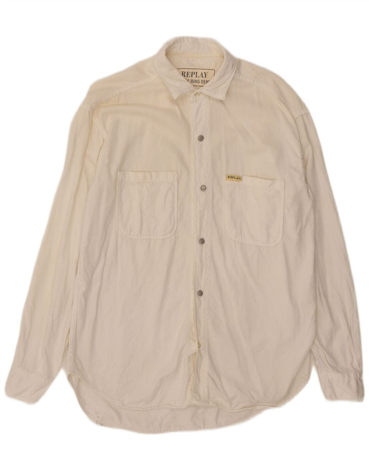 Camisa gráfica masculina REPLAY grande off white