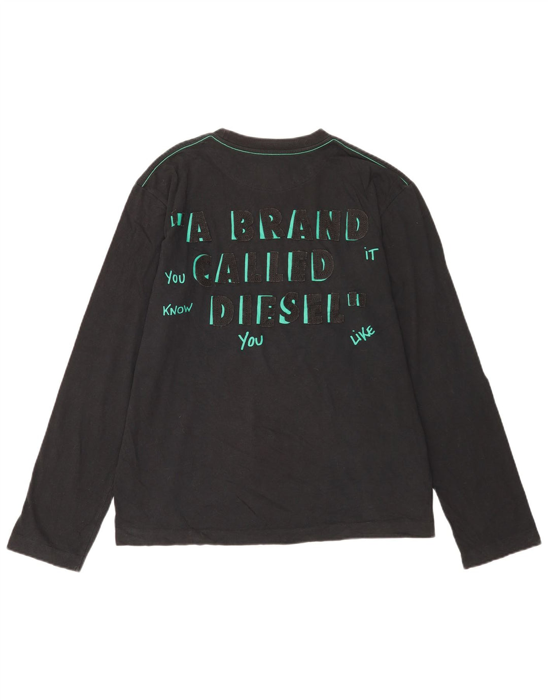 Diesel Mens Graphic Top Manga Longa XL Algodão Preto