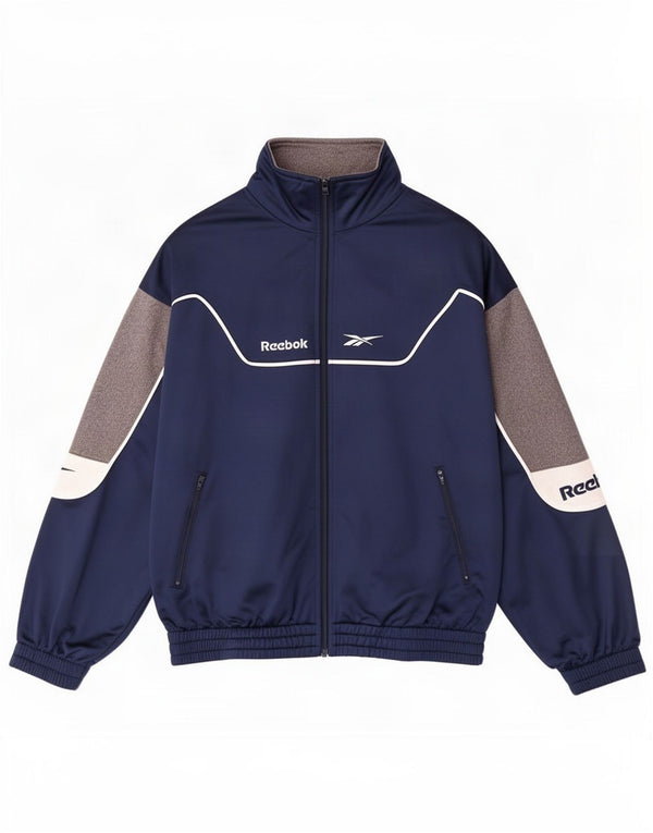 Reebok Mens Graphic Tracksuit Top Jacket Pequeno Azul Marinho Colorblock