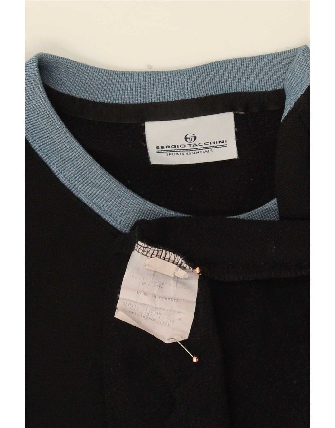 Sergio Tacchini moletom gráfico masculino Jumper XL preto colorblock