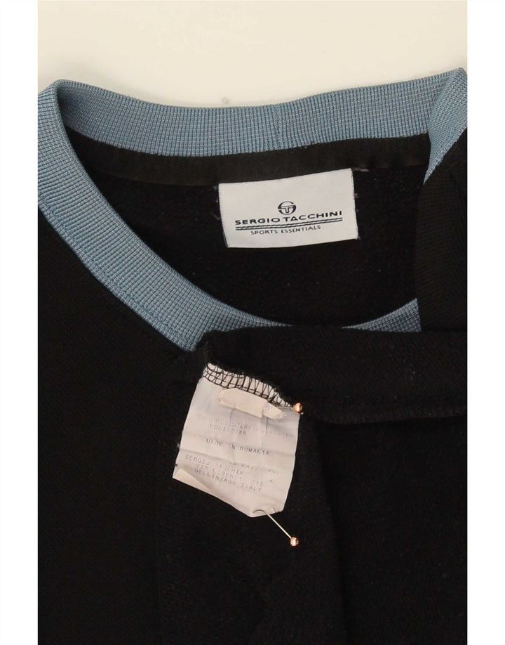 Sergio Tacchini moletom gráfico masculino Jumper XL preto colorblock
