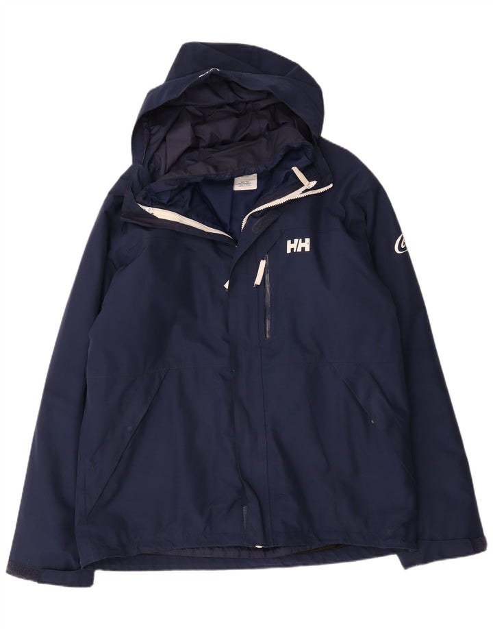 Jaqueta corta-vento masculina Helly Hansen com capuz UK 42 XL azul marinho poliéster