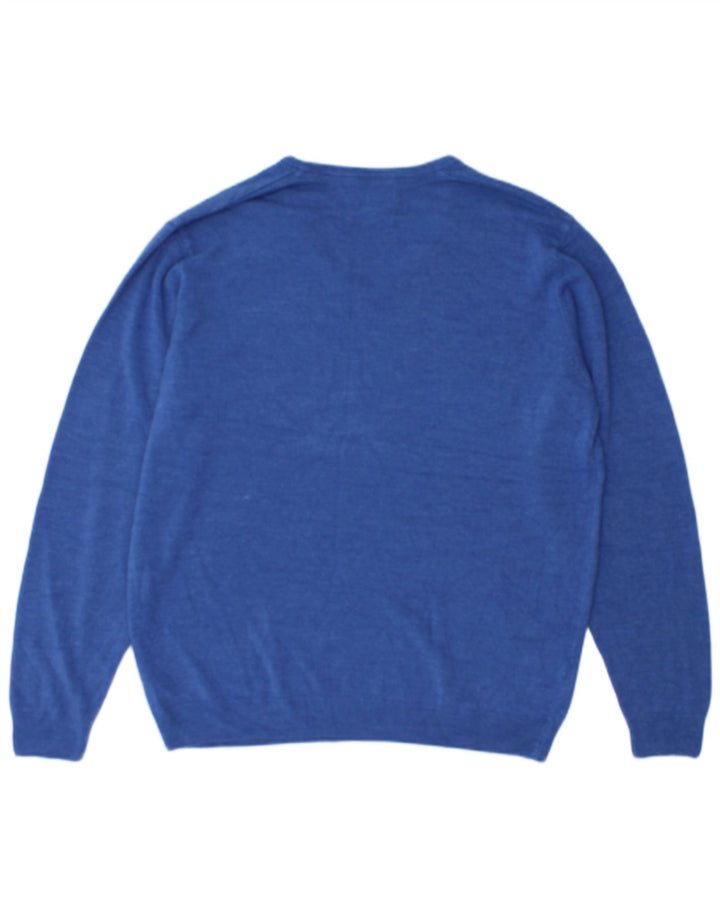 Suéter masculino Marks & Spencer com decote em V XL azul acrílico