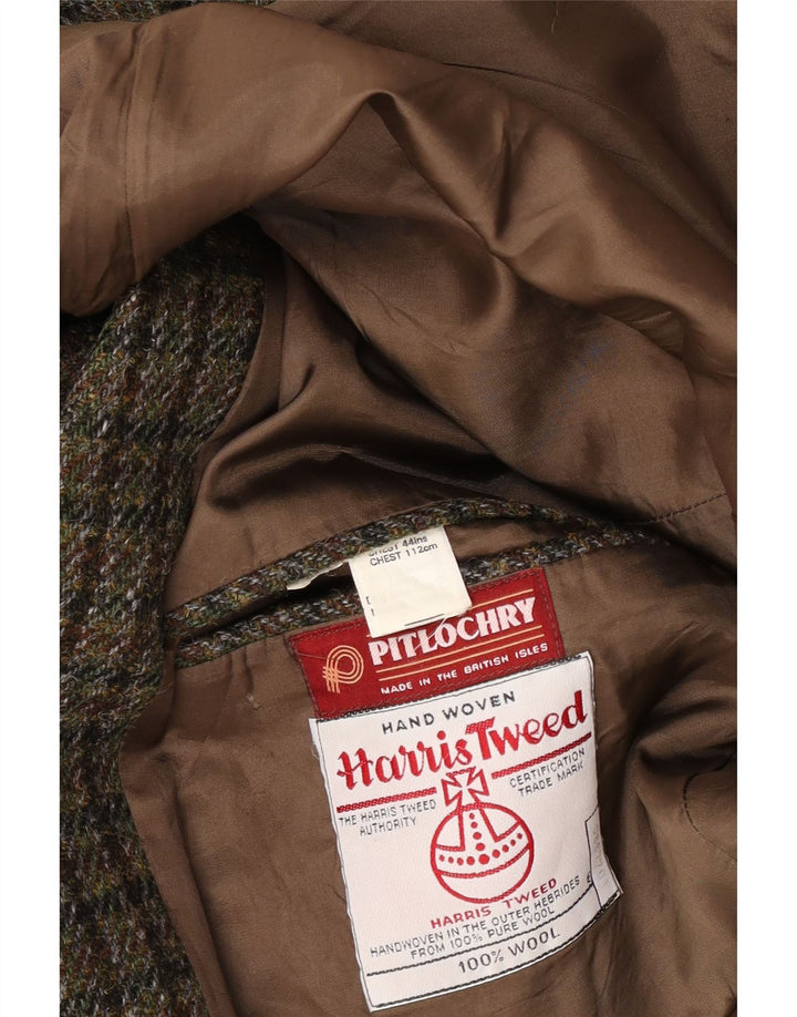 Jaqueta blazer masculina de 2 botões Harris Tweed Reino Unido 38 Houndstooth verde médio