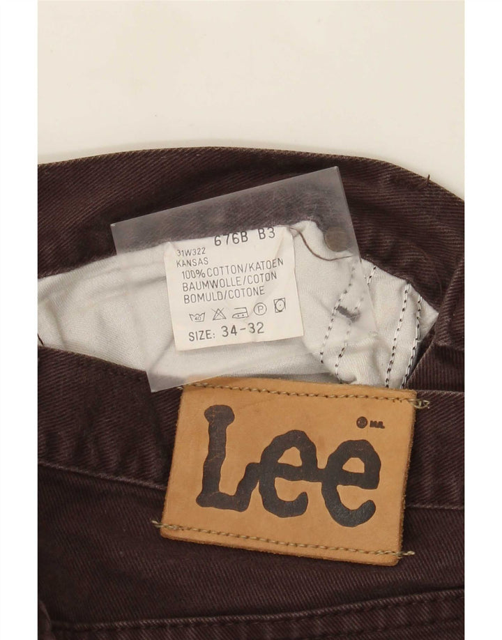 Lee Mens Kansas Straight Jeans W34 L32 Algodão Marrom