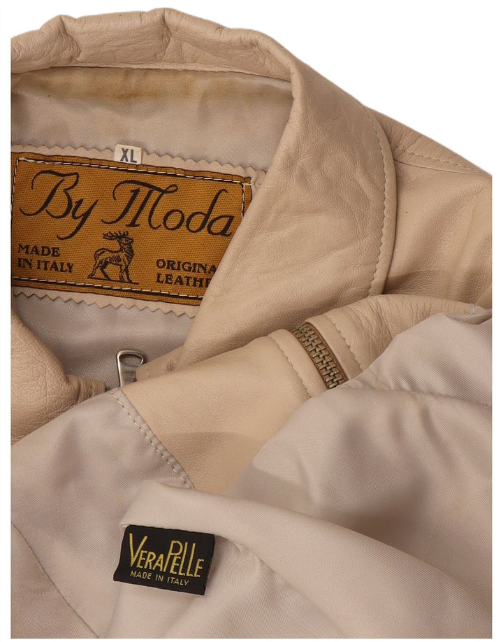 Jaqueta de couro feminina vintage UK 18 XL couro bege