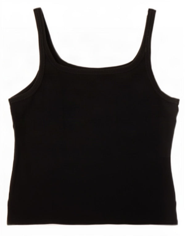 Byblos Womens Crop Cami Top Reino Unido 16 Grande Algodão Preto