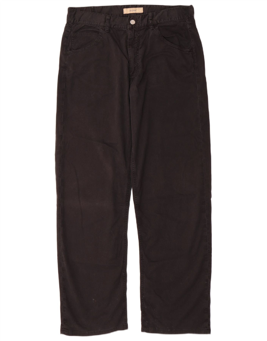 Calça masculina reta casual Avirex W32 L30 algodão preto