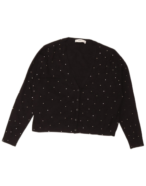 Bolero feminino Zara UK 12 viscose manchada preta média