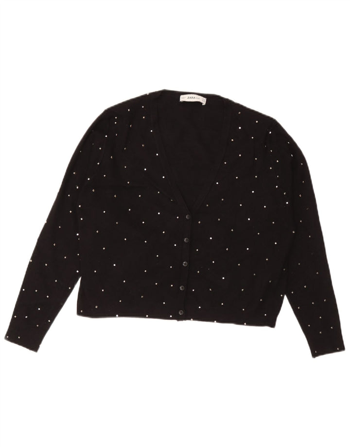 Bolero feminino Zara UK 12 viscose manchada preta média