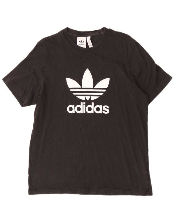 Adidas Mens Graphic T-Shirt Top Grande Algodão Preto