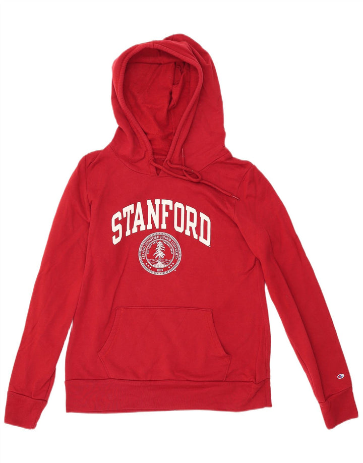 CHAMPION Suéter feminino com capuz gráfico Stanford Reino Unido 12 algodão vermelho médio