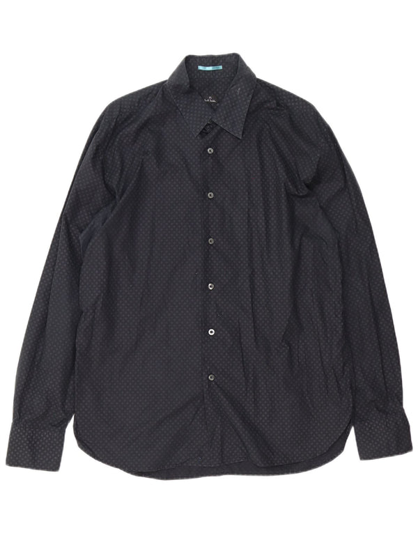Camisa masculina Paul Smith Classic Fit XL algodão manchado preto
