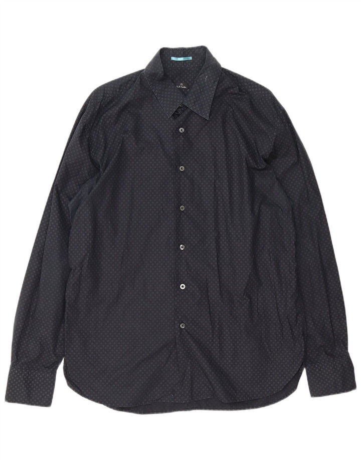 Camisa masculina Paul Smith Classic Fit XL algodão manchado preto
