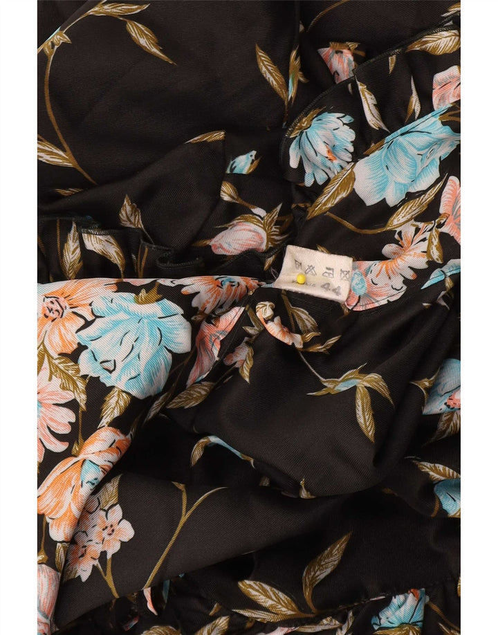 Vestido maxi feminino vintage de manga comprida IT 44 médio preto floral