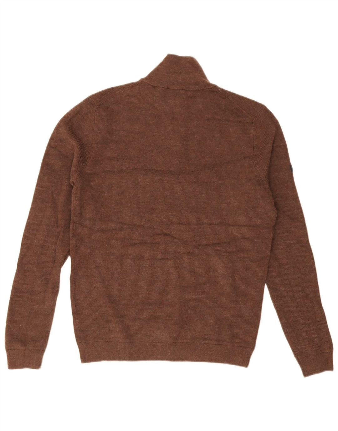 Suéter masculino Superdry com gola zip e lã merino marrom médio