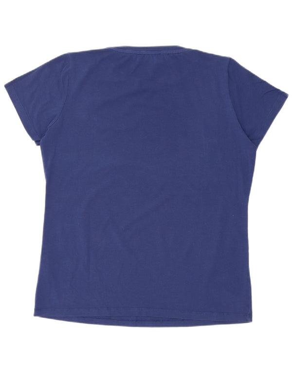 Camiseta feminina Trussardi com estampa gráfica UK 16 grande algodão azul