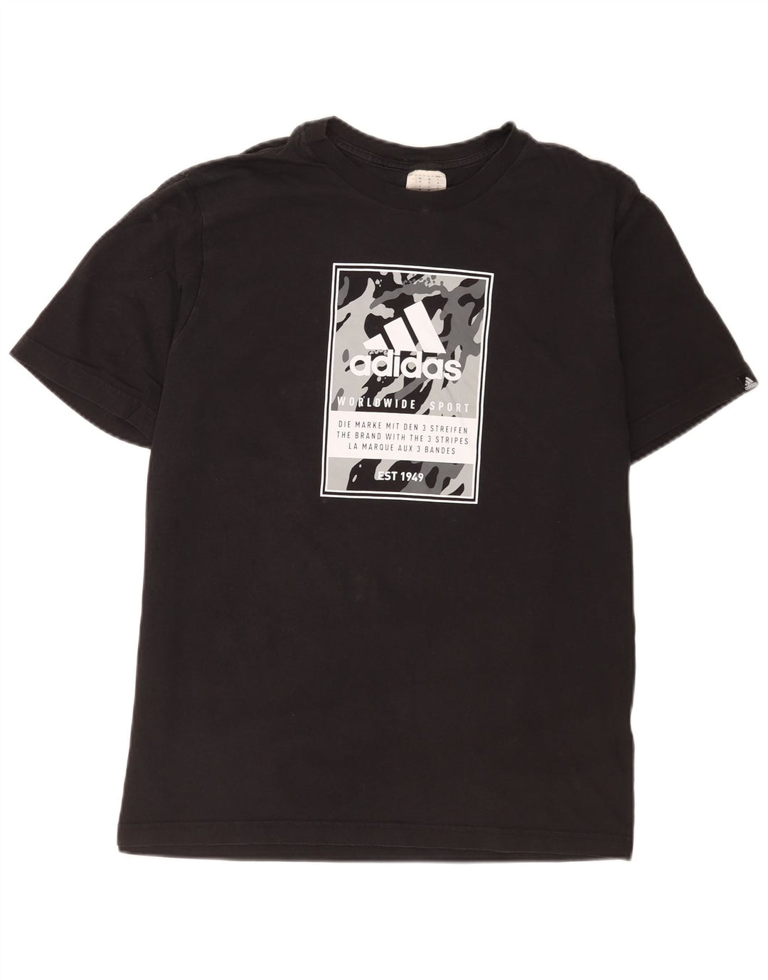 Adidas Mens Graphic T-Shirt Top Médio Algodão Preto