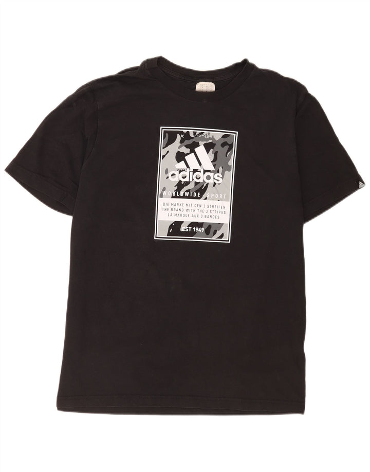 Adidas Mens Graphic T-Shirt Top Médio Algodão Preto