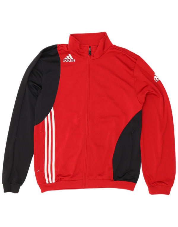 Adidas Mens Tracksuit Top Jacket UK 40/42 Médio Vermelho Colorblock Poliéster
