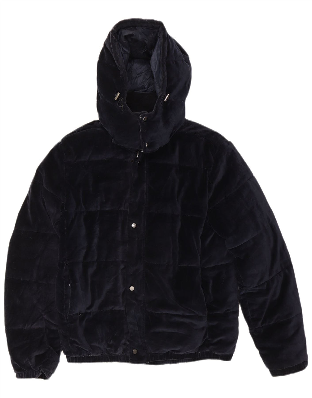 Jaqueta acolchoada com capuz masculina Zara UK 40 grande poliéster azul marinho
