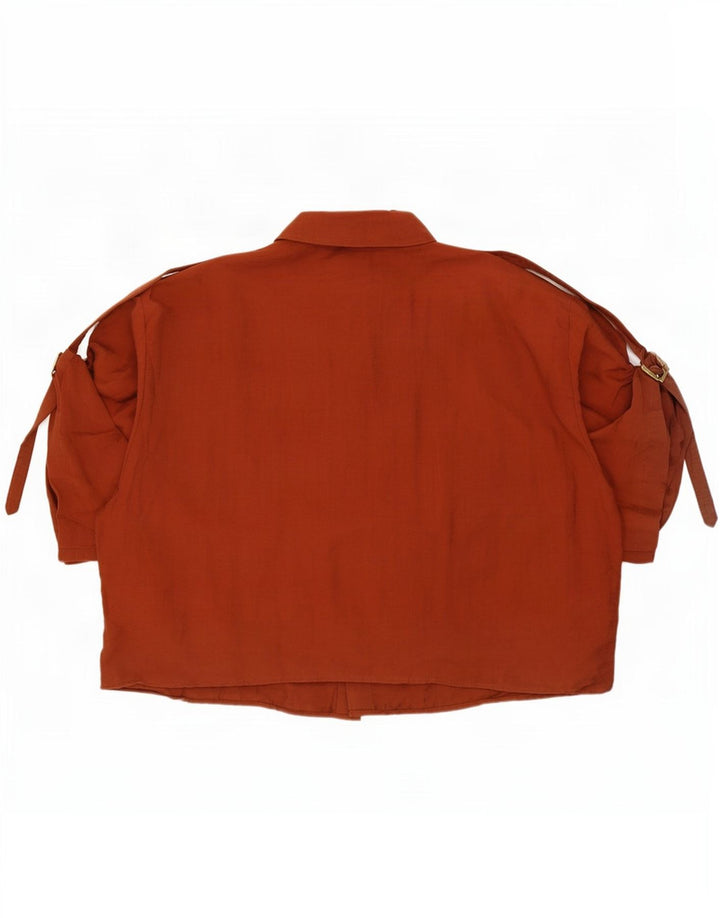 Camisa feminina Zara manga curta grande tamanho UK 14 Lyocell marrom médio