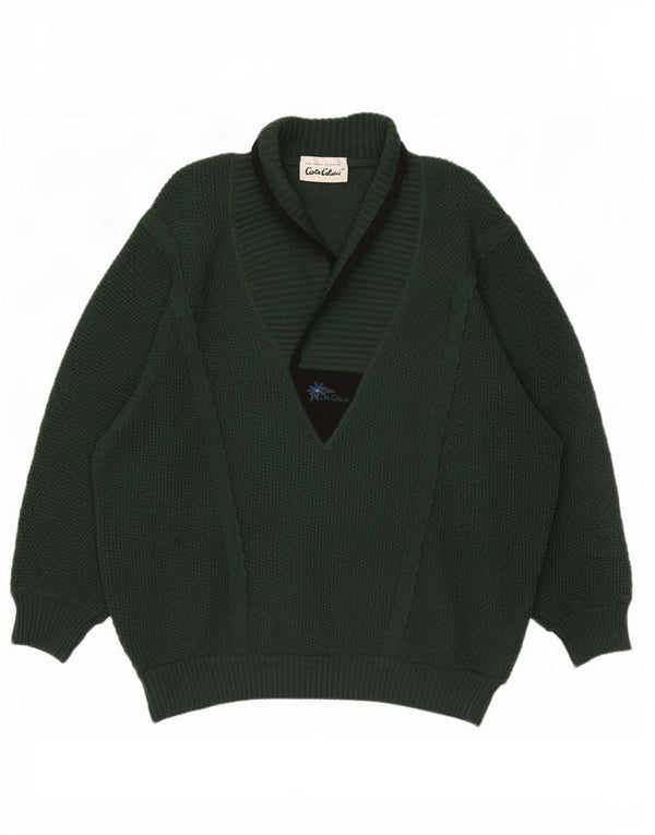 Suéter masculino Carlo Colucci com ajuste solto e gola xale IT 52 grande verde