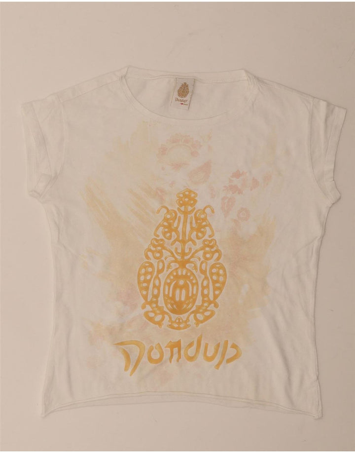 Camiseta Dondup Feminina Crop Graphic UK 12 Médio Branco