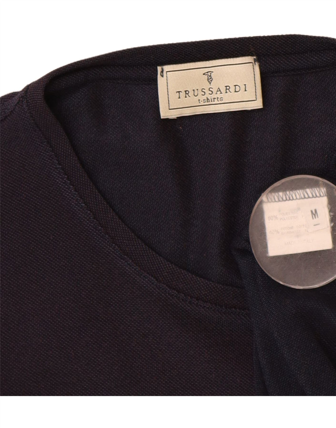 Camiseta feminina Trussardi UK 14 poliéster azul marinho médio