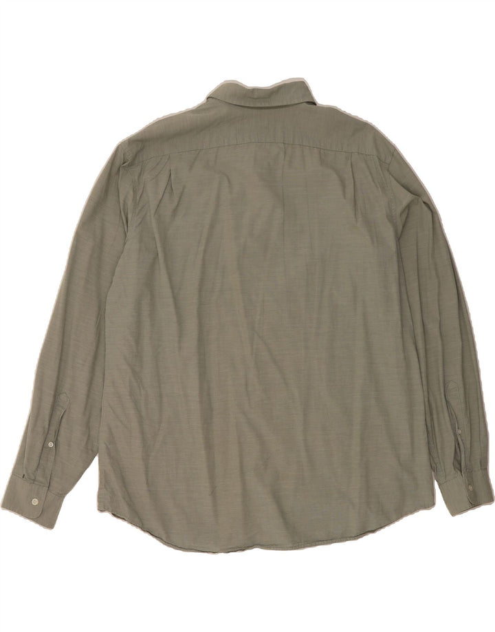 EDDIE BAUER Mens Classic Fit Shirt XL Khaki Pinstripe Cotton Vintage Eddie Bauer and Second-Hand Eddie Bauer from Messina Hembry 