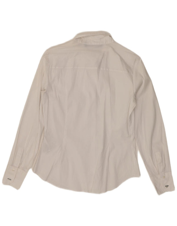 Camisa feminina Zara UK 14 grande algodão branco