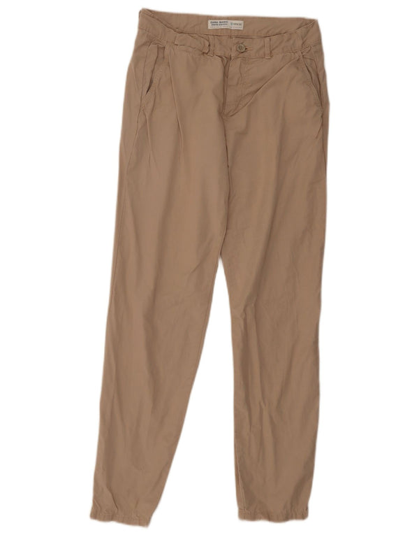 Zara Calça Chino Feminina Slim EU 34 2XS W24 L28 Bege Tencel