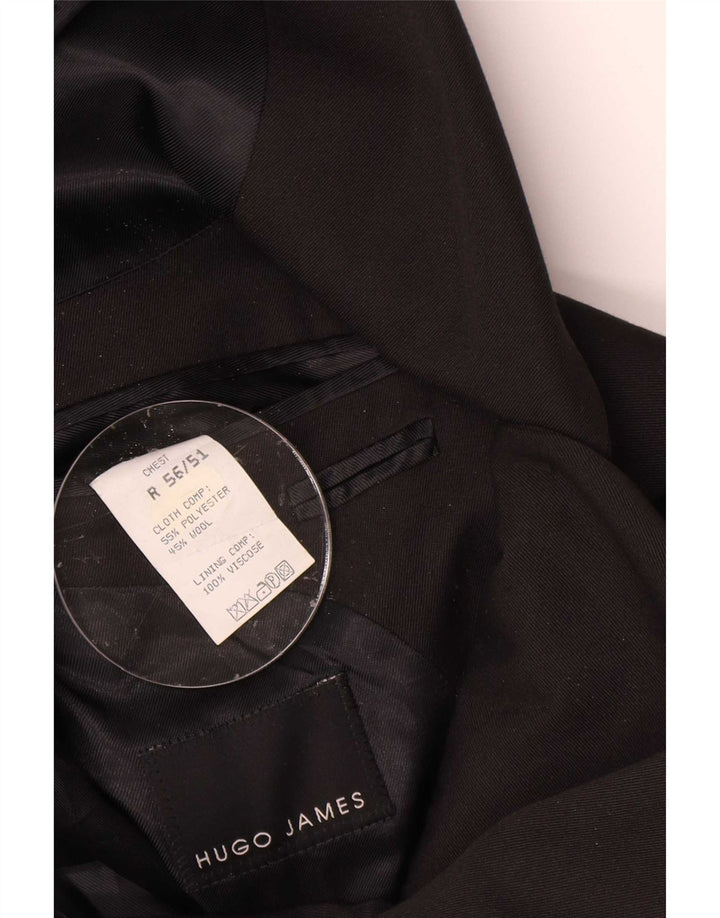 Hugo James Jaqueta blazer masculina de ajuste regular com 3 botões EU 56 3XL preta
