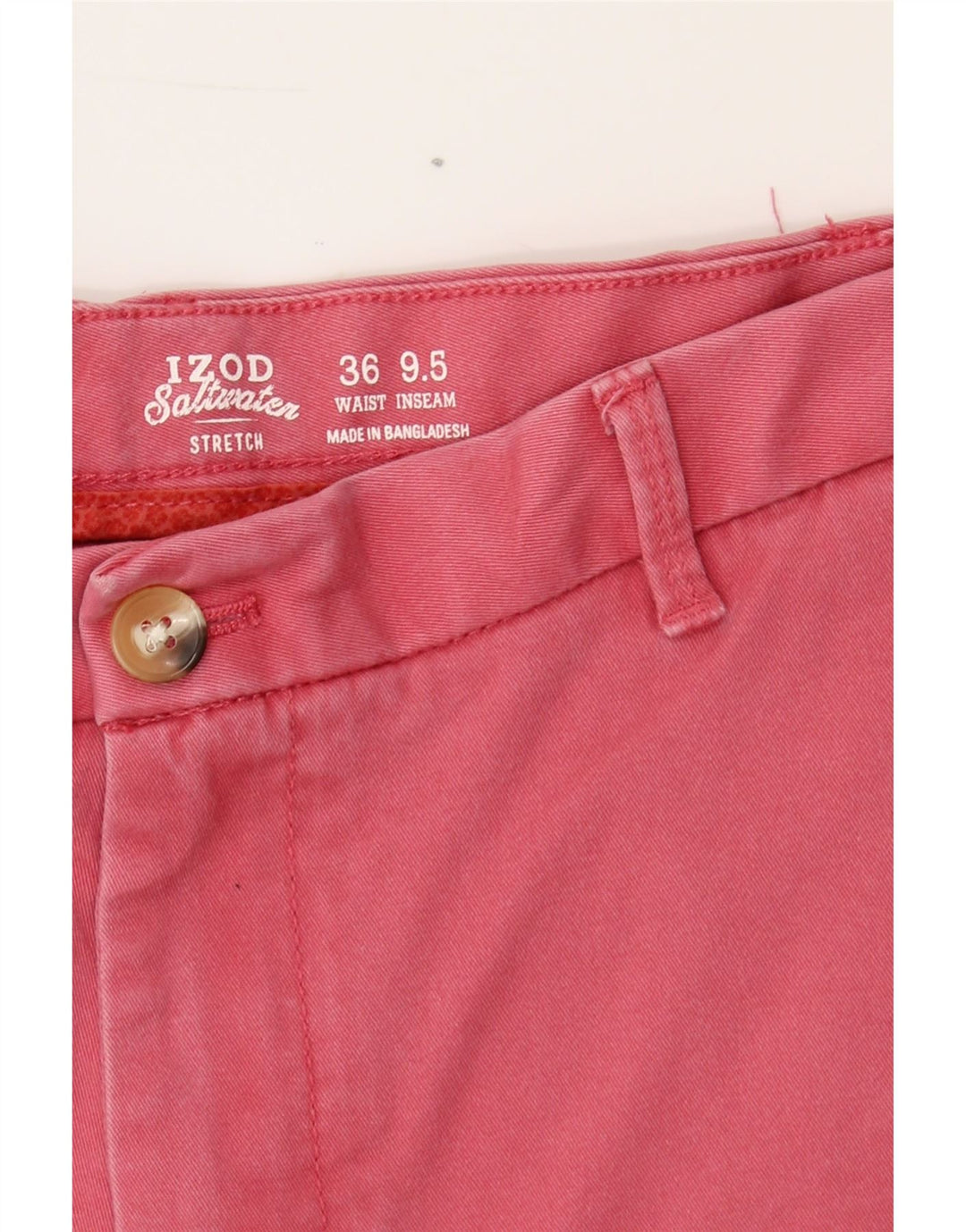 IZOD Mens Stretch Chino Shorts W36 Large Pink Cotton Vintage Izod and Second-Hand Izod from Messina Hembry 