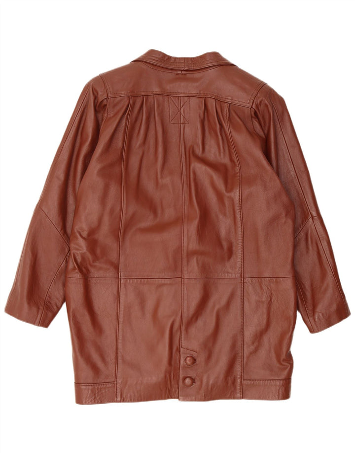 Casaco de couro vintage feminino grande Reino Unido 14 couro marrom médio