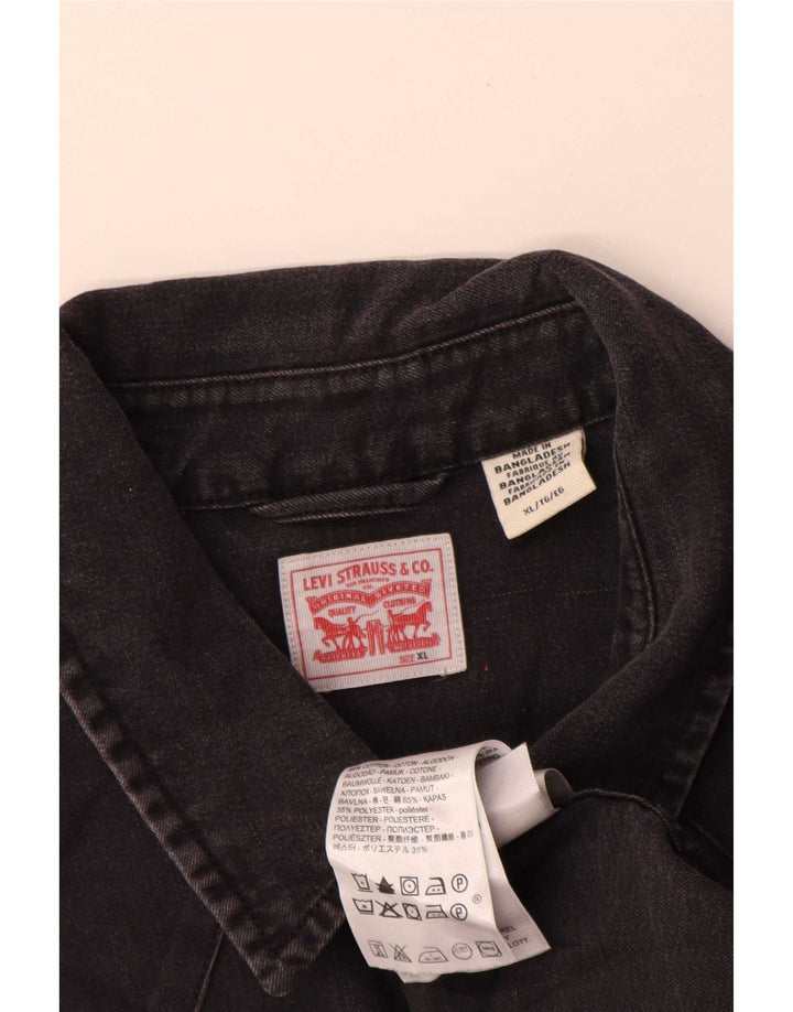 Camisa jeans feminina Levi's UK 18 XL algodão preto