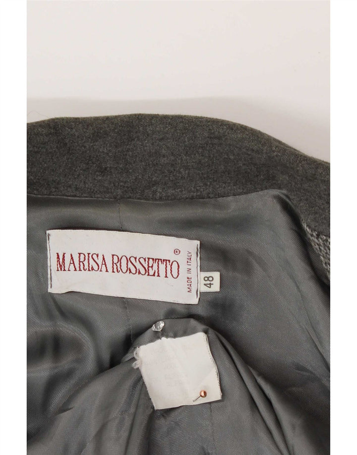 Jaqueta blazer feminina vintage de 3 botões IT 48 XL lã espinha de peixe cinza
